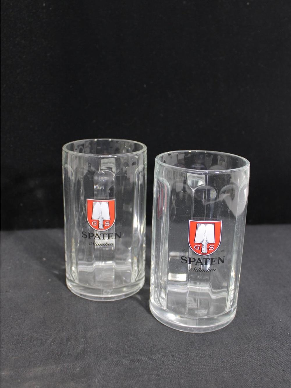 Spaten Munchen .5 liter Glass Beer Stein Mugs - Set of 2 (Clear)